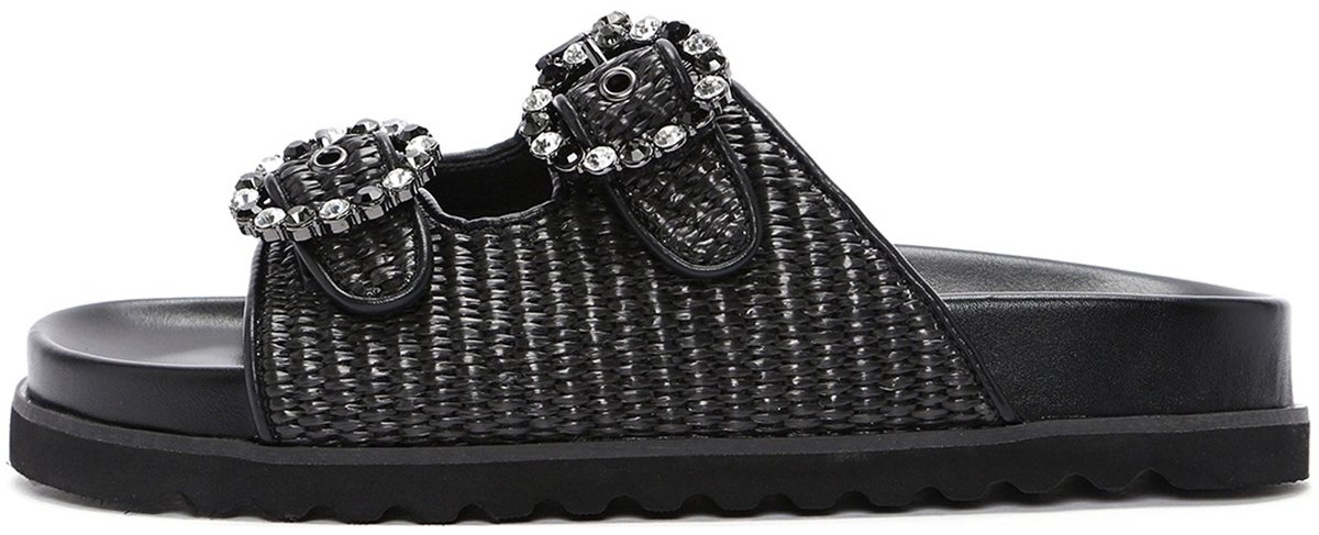 DERIMOD Muiltjes Imitation Leren Muiltjes With Rhinestone Details