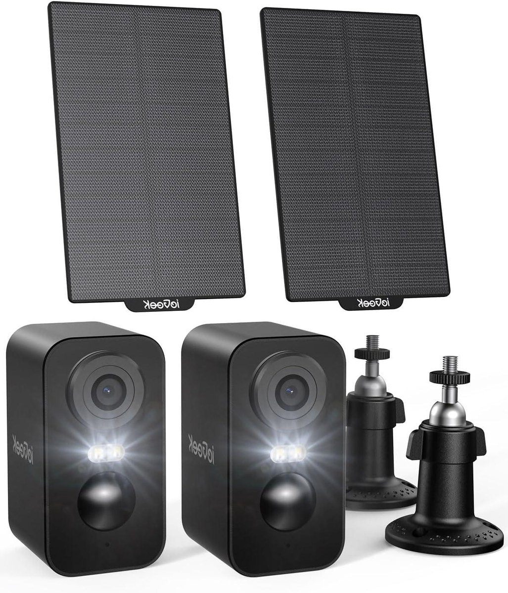 Bewakingscamera Set - Draadloze Camera - Huis Beveiligen - 2K HD Beeld - 2 Stuks - Zwart