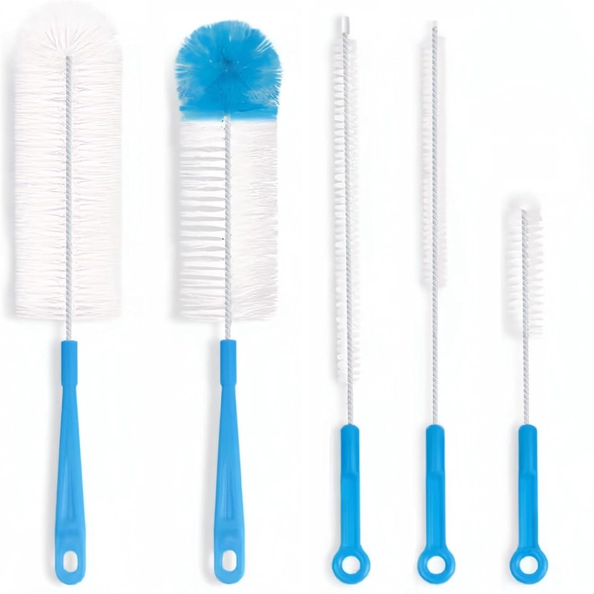 SnelShoppen - 5 x Flessenreinigers, Flessenborstels, Multifunctionele Schoonmaakborstels, Keukenaccessoires, Handige Reiniging, Voor Alle Flessen en B