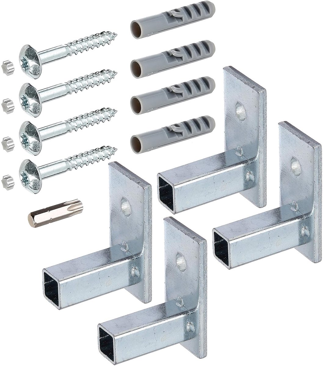 SnelShoppen - Mounting Set voor Raamhekje | Bevestigingsaccessoires voor Raamhek | Staal, Electrolytisch Blauw Verzinkt | Set van 4 | Veilig en Prakti