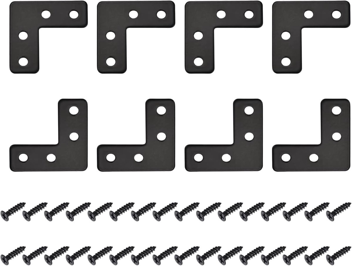 SnelShoppen - L-vormige Reparatieplaten 40 x 40 mm - 12 Stuks - Zwart - Stevige IJzeren Hoekplaten voor Onderhoud Houten Meubels