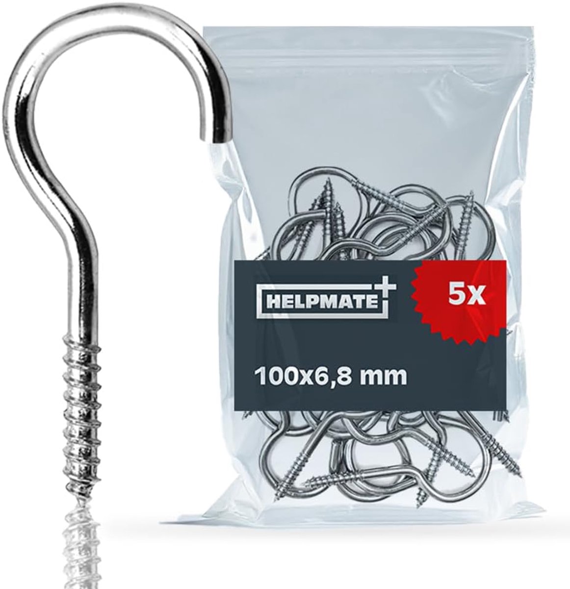 SnelShoppen - 10x Robuuste Kledinglijn Haakjes 80mm, Gegalvaniseerd Staal, Ideaal voor Touw, Kettingen, Kabels, Voor Hout en Muurbevestiging