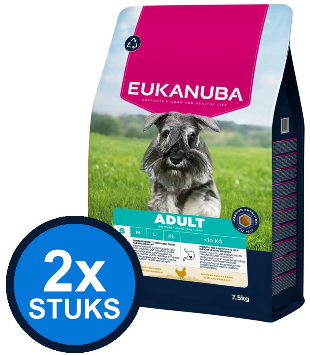2x Eukanuba - Life Care dog adult small chicken 7,5kg