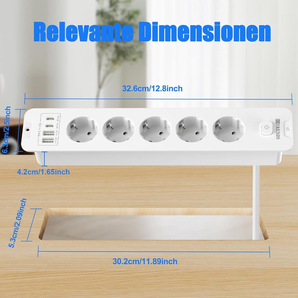 SnelShoppen - Recessed Socket 3-Way Flush-Mounted Socket met USB C, Tafel Socket met Schakelaar, Meerdere Stopcontacten voor Conferentietafel, Werkbla