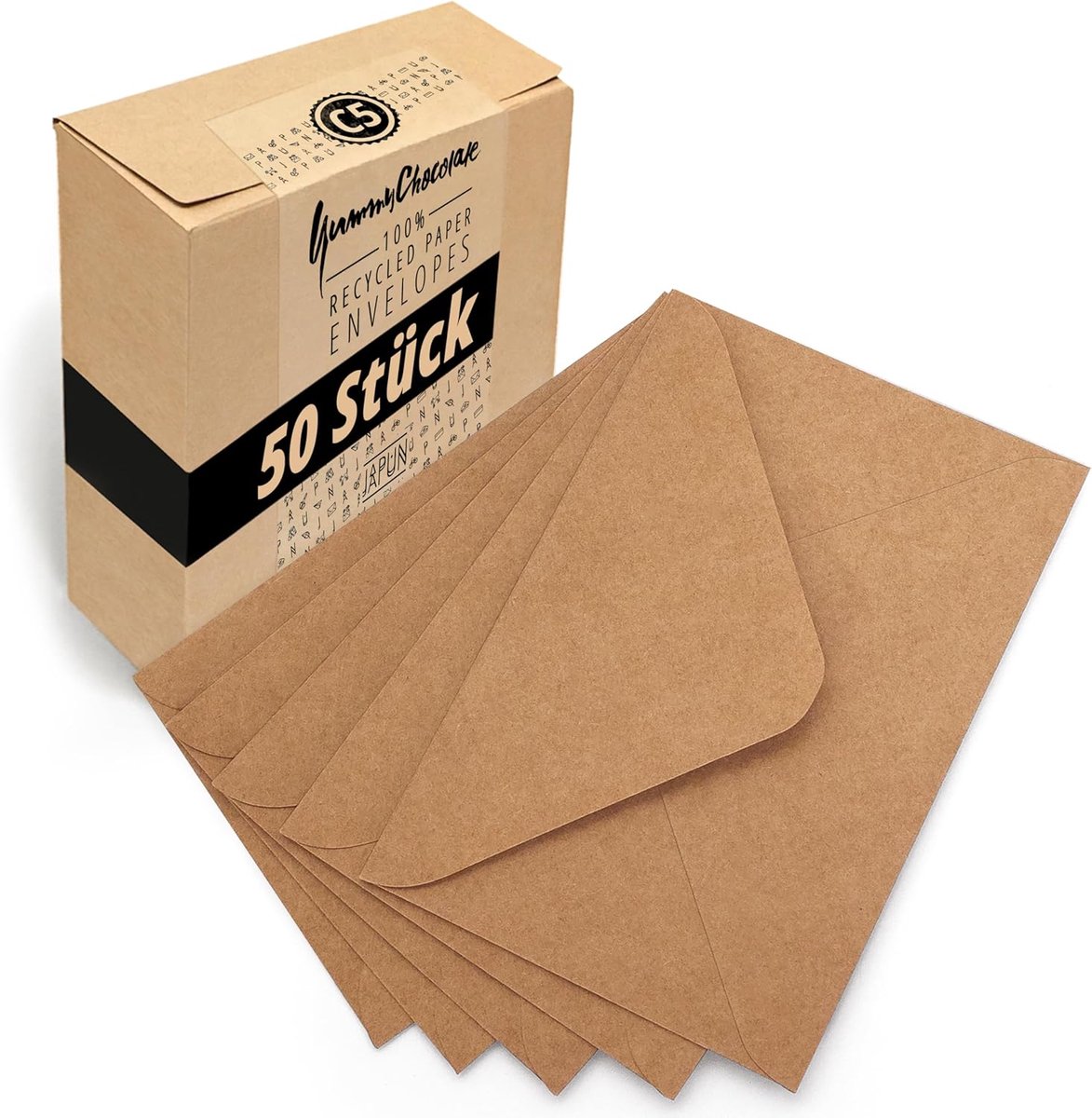 SnelShoppen - Enveloppen C5 - 50 Stuks Bruin Kraftpapier - 220 x 156 mm - 150 gsm - Zonder Venster - Voor Kaarten en Uitnodigingen - Plasticvrij