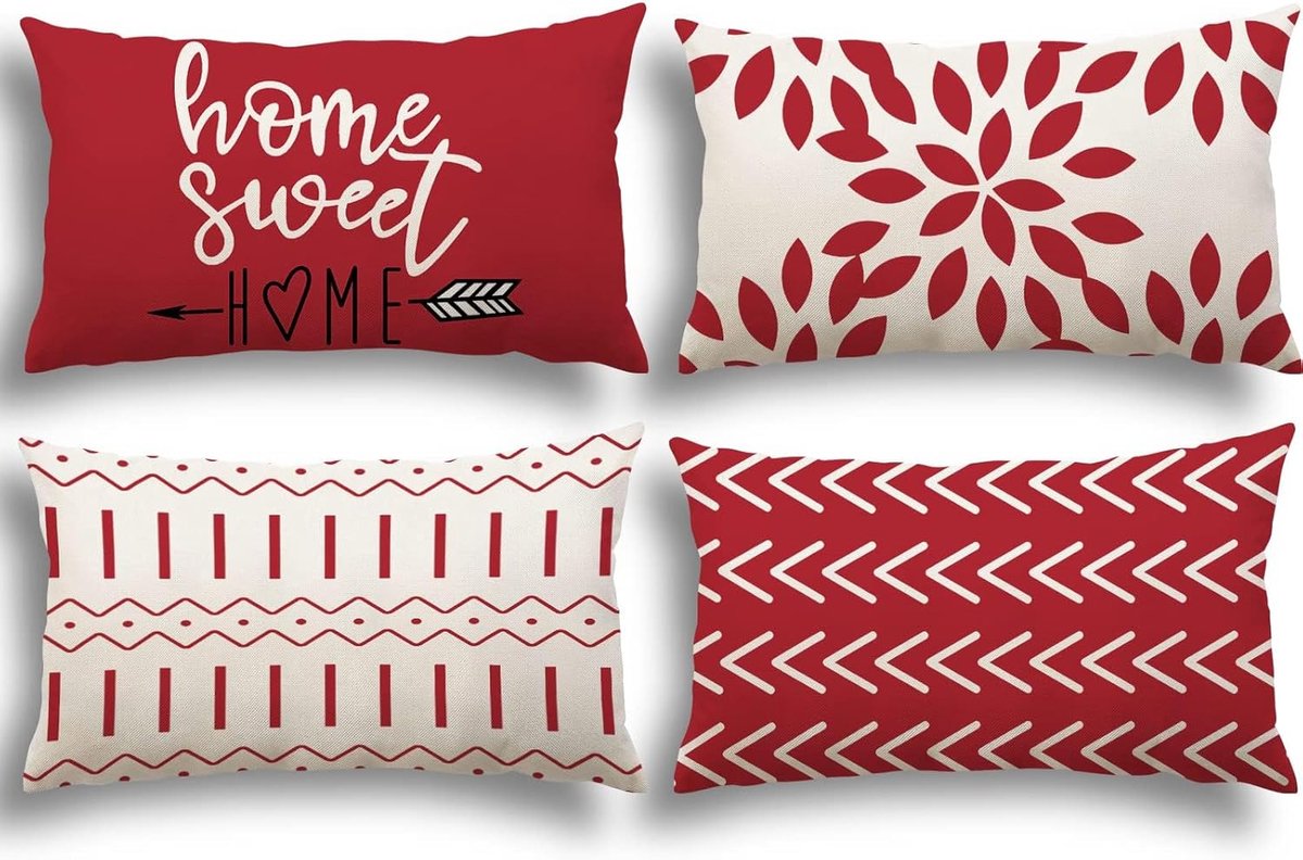 SnelShoppen - Set van 4 Kussenslopen 30x50cm - Linnen Kussenslopen voor Sofa, Tuin, Bed & Bank - Decoratieve Kussens - Ademend & Duurzaam