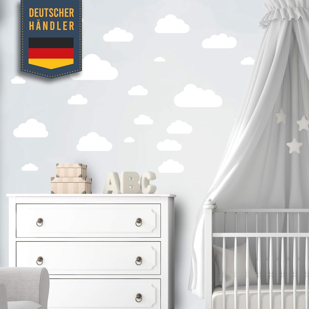 SnelShoppen - 40 Stuks Wolken Muurstickers Set voor Kinderen - Pastel Kleuren, Plakfilm voor Slaapkamer, Babykamer, Peuter Jongens - Creatieve Wanddec