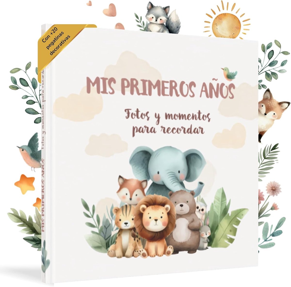 SnelShoppen - Baby Memories Album - 50+ Pagina's 24x22cm | Fotoboek van Geboorte tot 5 Jaar | Unisex Design met Stickers en Rubrieken