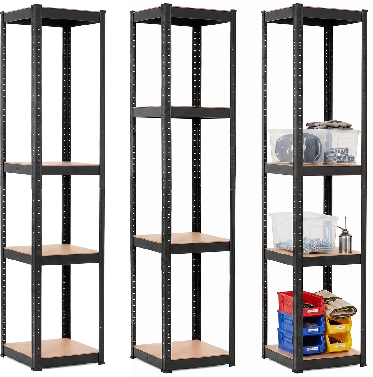 Springos Opbergrek - Stellingkast - 400 KG - Metaal -180 x 40 x 40 cm - Zwart