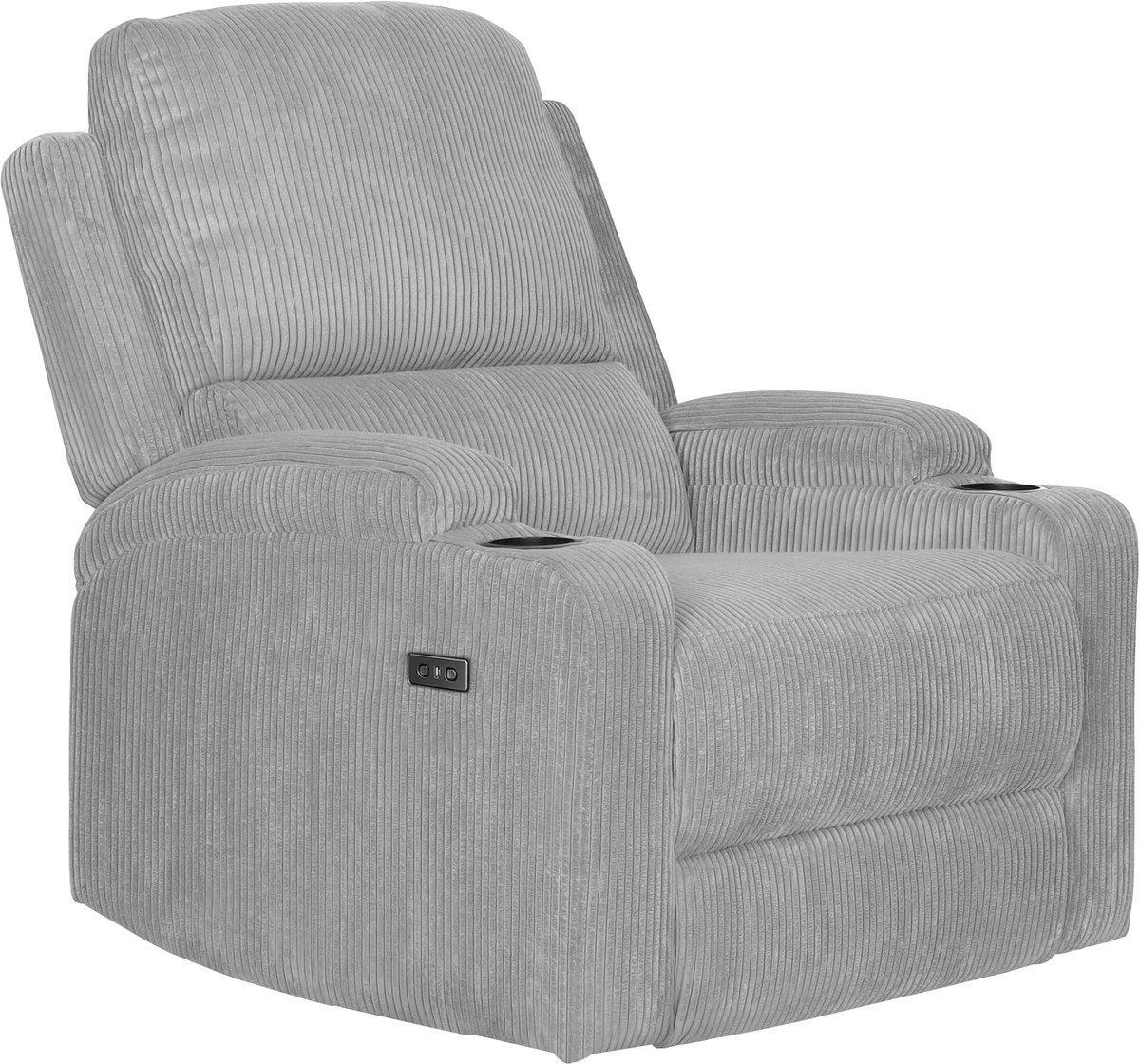 DALLAS-Fauteuil met elektrische functie in ribfluwelgrijs