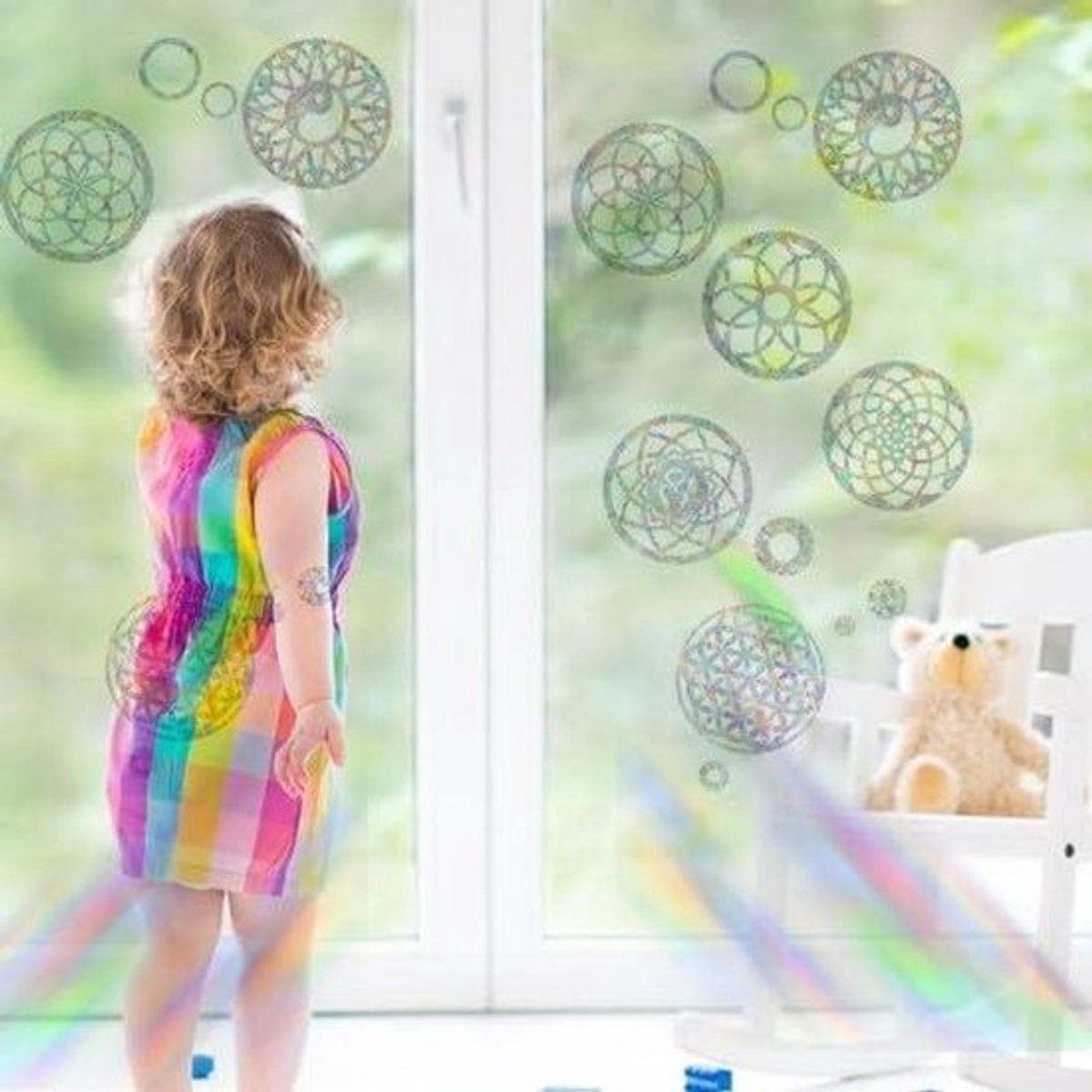 Anti-botsingsraamstickers voor thuis, kantoor en school - 16 stuks herbruikbare glasdecoratiefolie - doorschijnende statische stickers