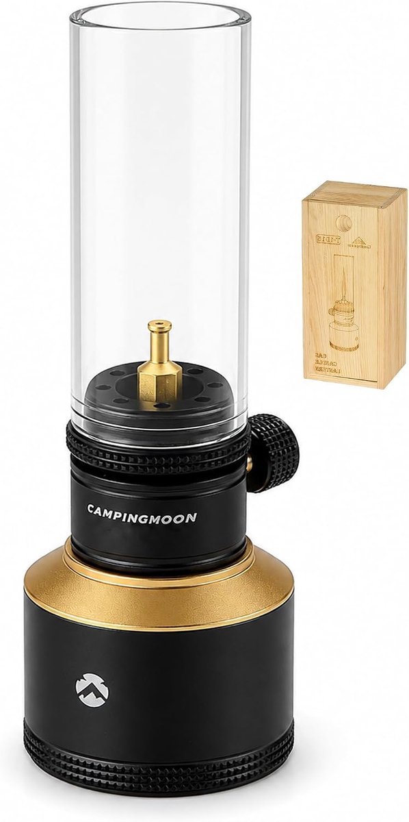 SnelShoppen - Camping Gas Kaars Lantaarn 15g Navulbaar Tank (Zwart) | Zachte Kaarsachtige Gloed voor Camping, Tuin, BBQ en Picknick