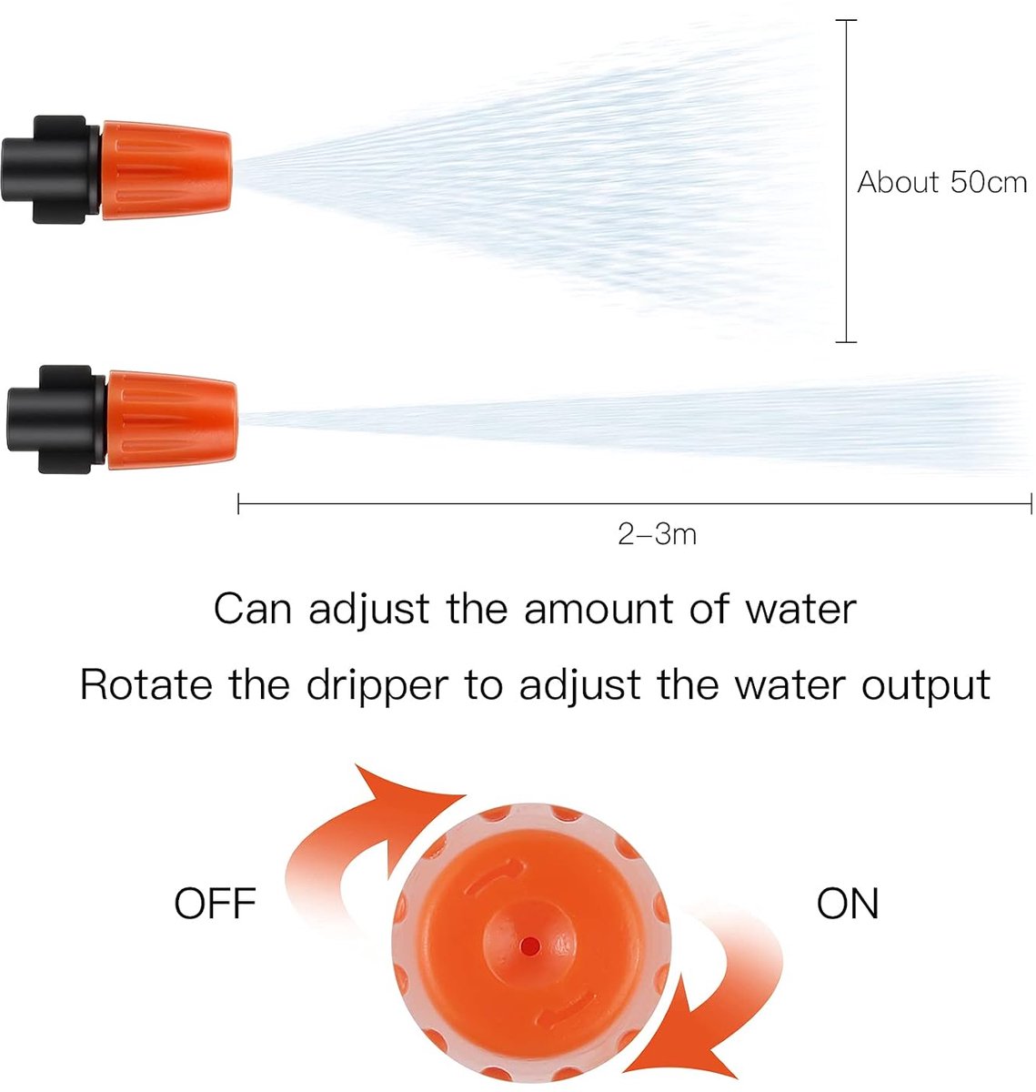 SnelShoppen - 100pcs Micro Spray Drip Irrigation Set, Verstelbare Sprinkler Druppels, Tuin Misting Kit met 3 T-stukken, Oranje, Perfect voor Tuinieren