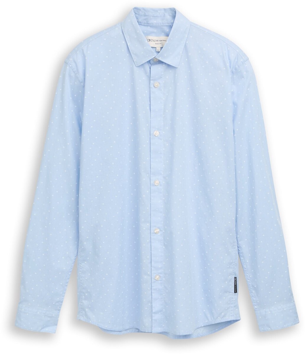 Tom Tailor Denim - Overhemd met patroon in regular fit - Maat L - light blue white music design