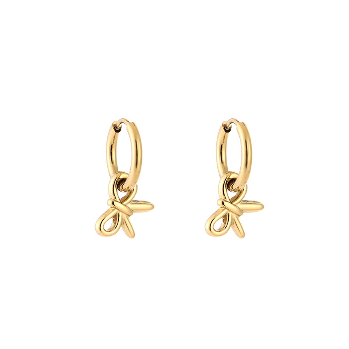 Stainless Steel Elegante Strik Bedel Oorringen – Romantische & Trendy Hoops – RVS - Goud