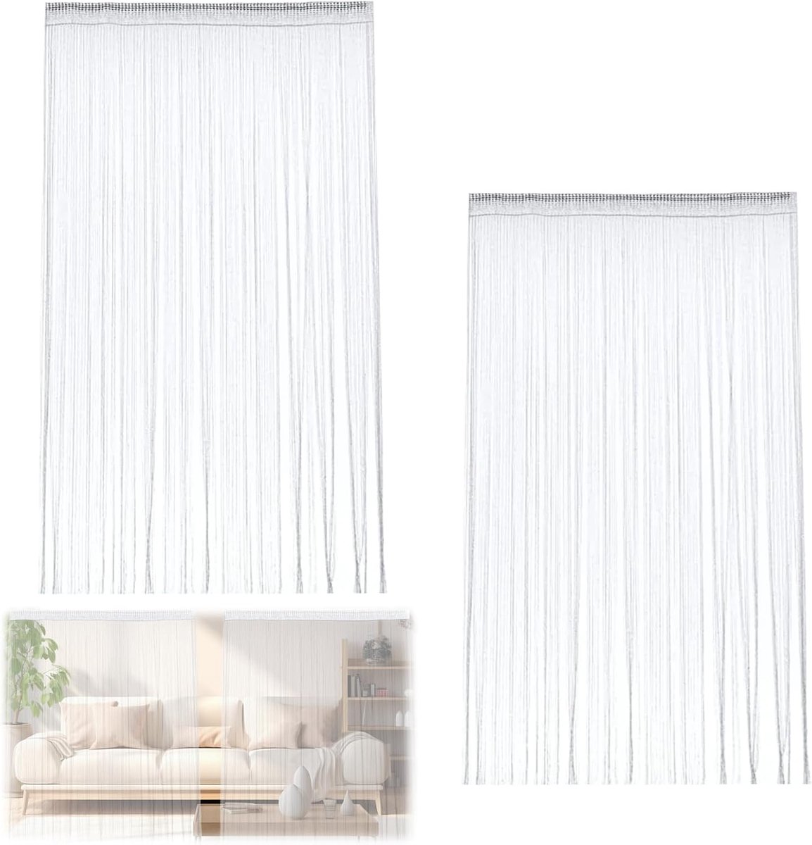 SnelShoppen - Set van 2 Draadgordijnen 100 x 200 cm - Makkelijk te Installeren, Lichtdoorlatend, Modern, Perfect voor Huiskamer, Keuken of Slaapkamer