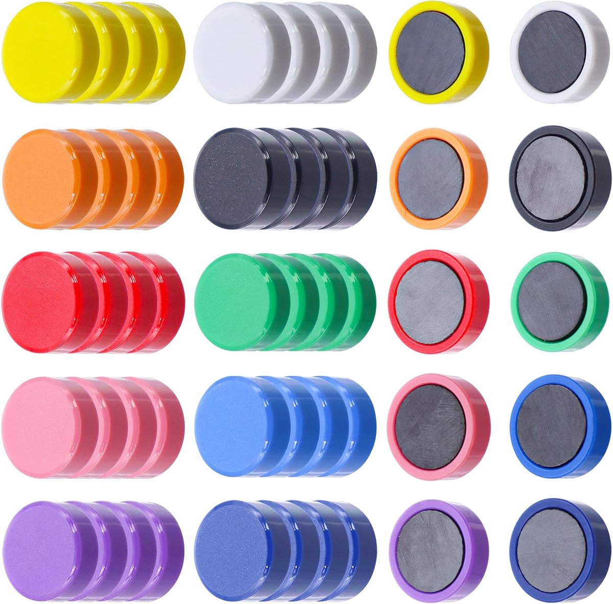 SnelShoppen - 50 Stuks Kleurrijke Magneten voor Koelkast, Whiteboard, Magnetisch Bord, Decoratieve Rondjes, Sterke Magneten voor Lockers, Foto's, Scho