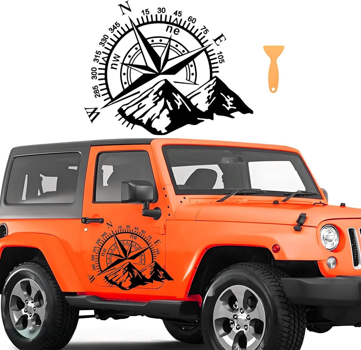 SnelShoppen - Compass Mountain Auto Sticker - Waterdichte Vinyl Car Sticker voor Universele Toepassing - Car Hood Sticker voor Jeep, Truck, Caravan en