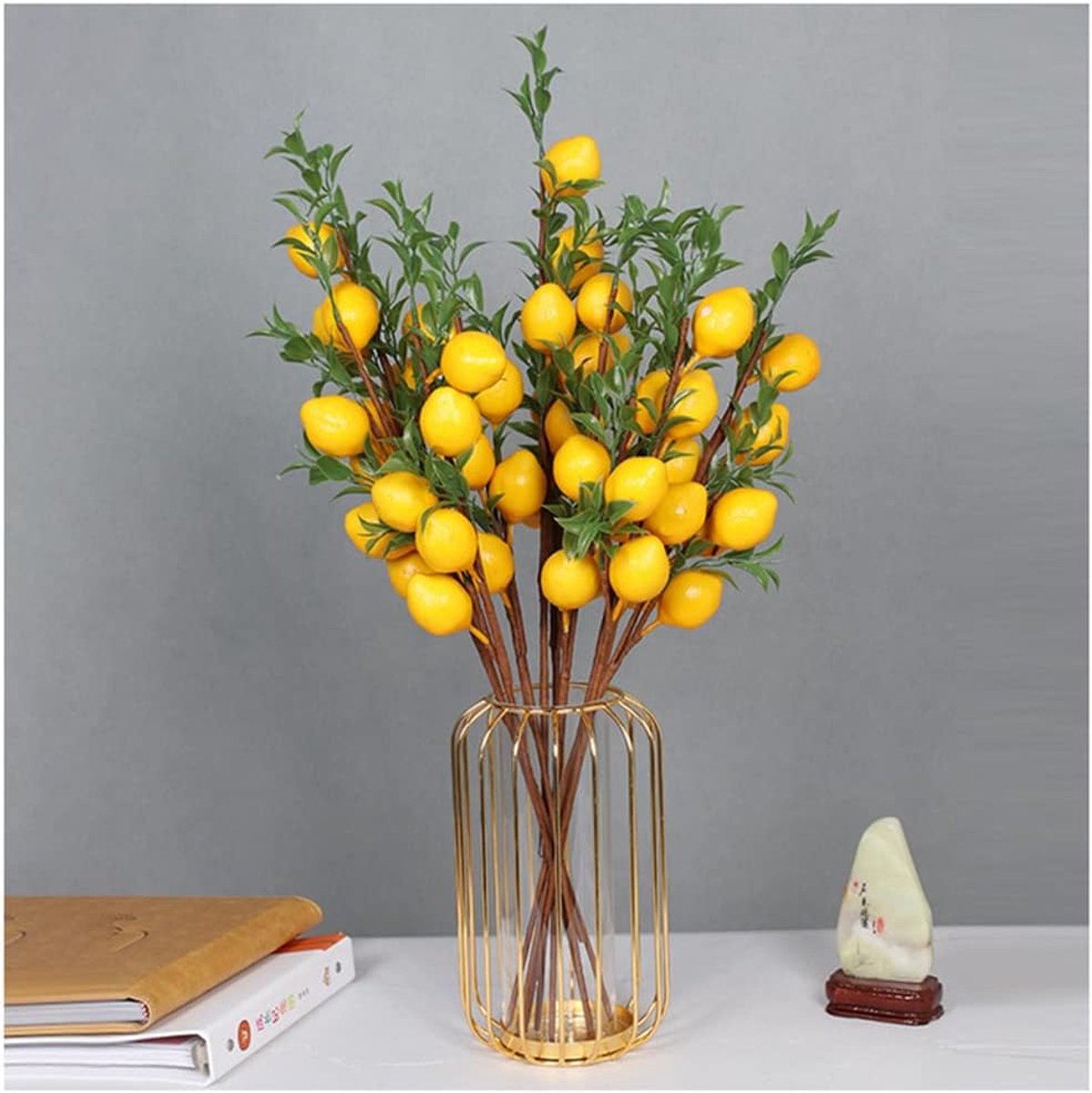 SnelShoppen - 6 Stuks 48cm Neplemon Takken Decoratie - Gele Citroentakken Voor Thuis, Feest, Keuken, Tafel Centerpiece en Kerstdecoratie
