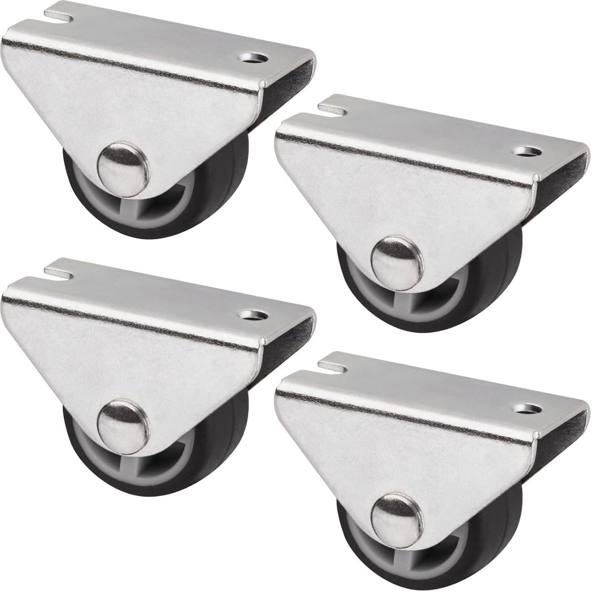 SnelShoppen - Set van 4 Boxwheels PASSAU Ø 25 mm, Onderbouwmontage, Donkergrijs, Geluidsarm en Vloervriendelijk voor Wandbedden en Vloerlades