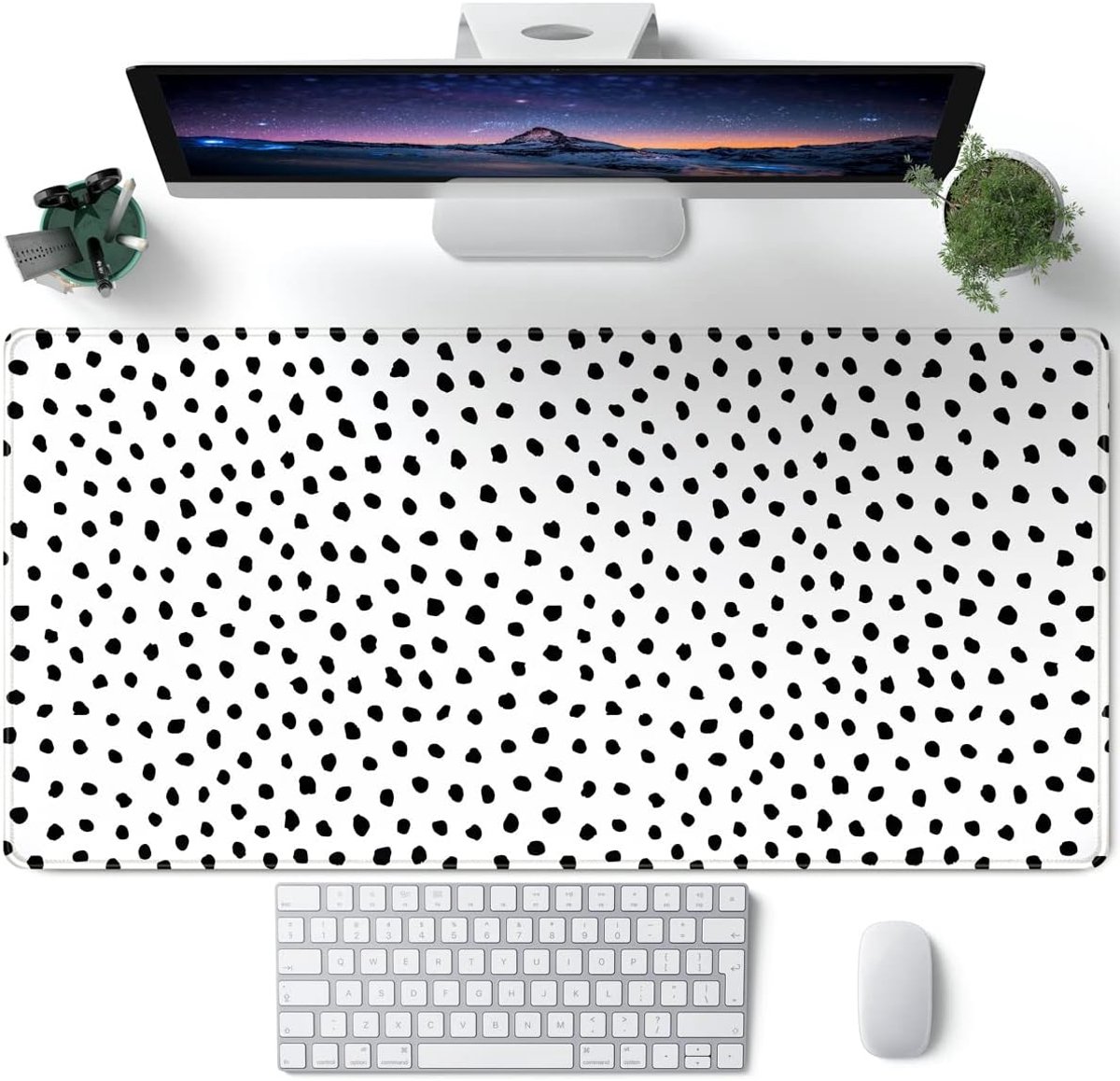 SnelShoppen - Boho Desk Mat XXL - Dotted Large Mouse Pad 31.5 x 15.7 Inch - Desk Pad voor Vrouwen - Non-Slip Rubber Desk Accessoires - Laptop en Toets