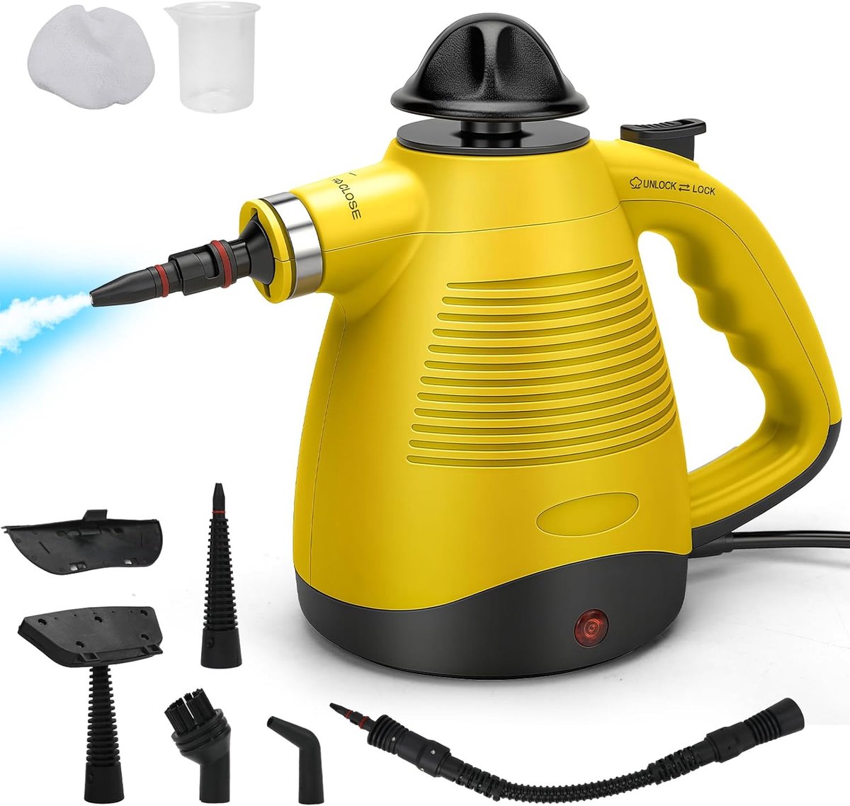 SnelShoppen - Handstoomreiniger voor Thuis, 450 ml Watertank, 3.5 Bar Stoomdruk, 2 m Kabel, 8 Stuks Accessoires, Auto Stoomreiniger, Vloeren, Tegels,