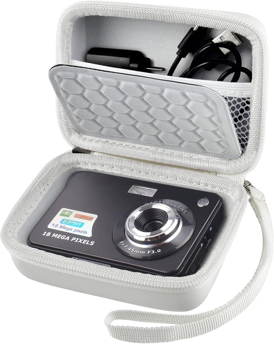 SnelShoppen - Compacte Digitale Camera voor Beginners met 8x Digitale Zoom, 21MP HD, 1080p Video, 2.7 Inch Scherm, Beige Kinder Rugzak voor Feest en A