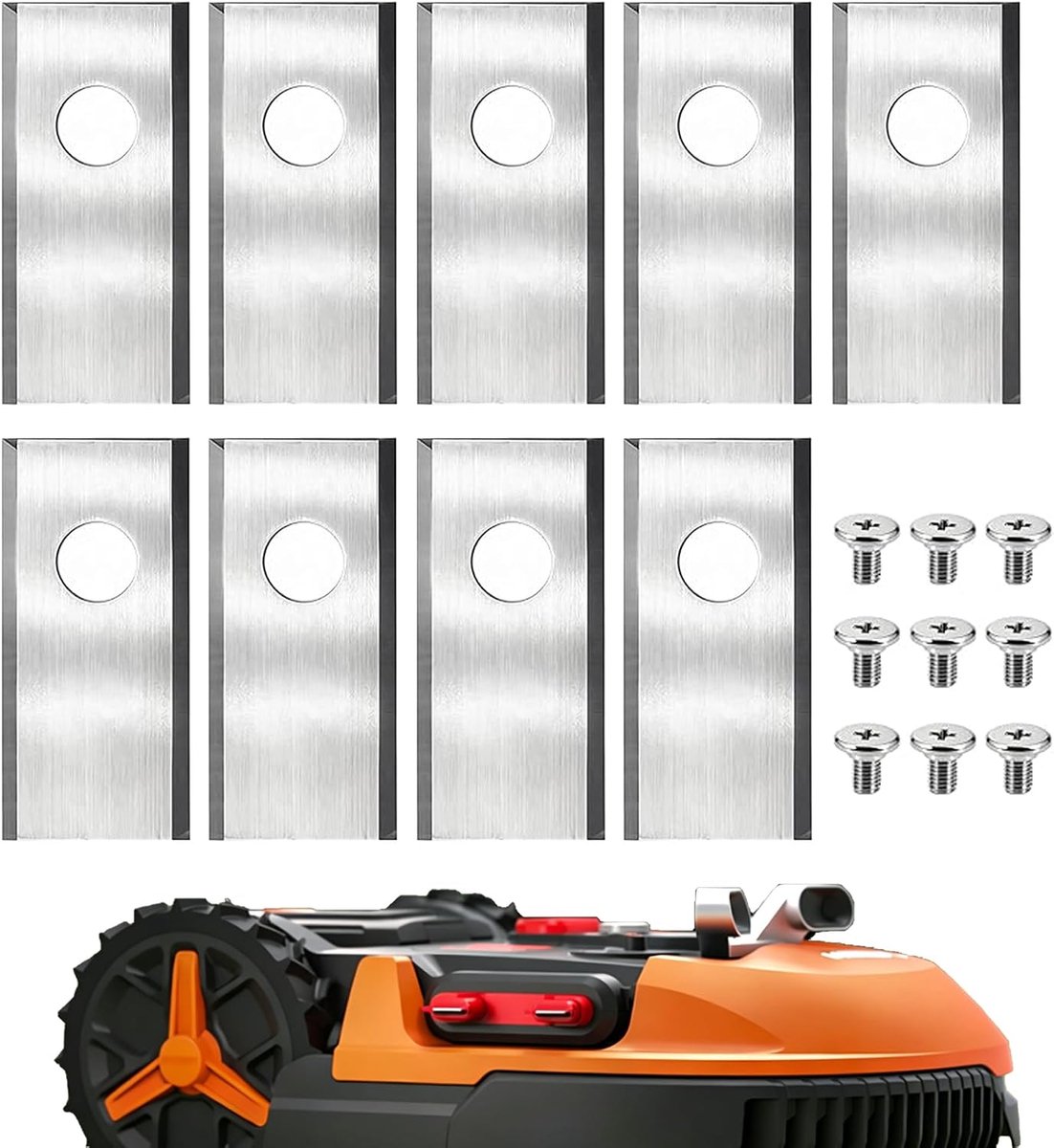 SnelShoppen - 9 Vervangende Bladen voor Robotgrasmaaier, Roestvrij Staal, Onderhoud Tuin, Precisie Snijden, Compleet Set met Schroeven, Duurzaam en Co