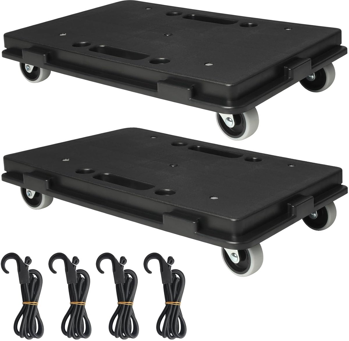 SnelShoppen - Set van 2 Verhuis Dollies, Zware Duurzame Meubel Movers met 4 Wielen, 360° Rotatie voor Sofa, Kast, Koelkast, Zwart
