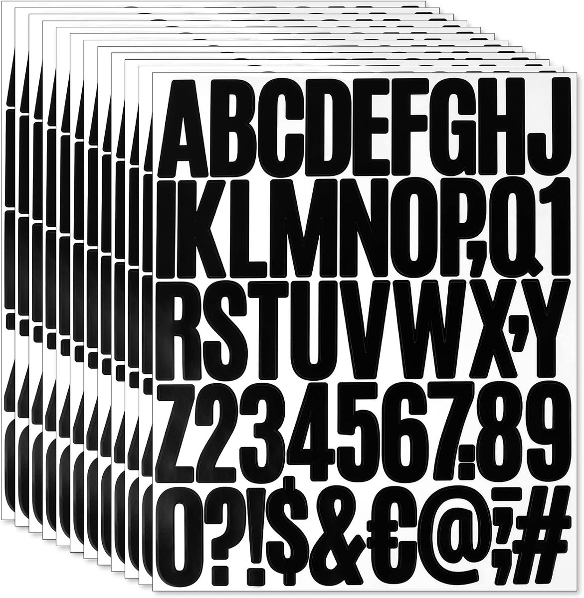 SnelShoppen - Set van 600 zelfklevende vinyl alfabetletters en cijfers, waterproof stickers voor brievenbus, helm, ramen, deuren, auto's en borden - 1