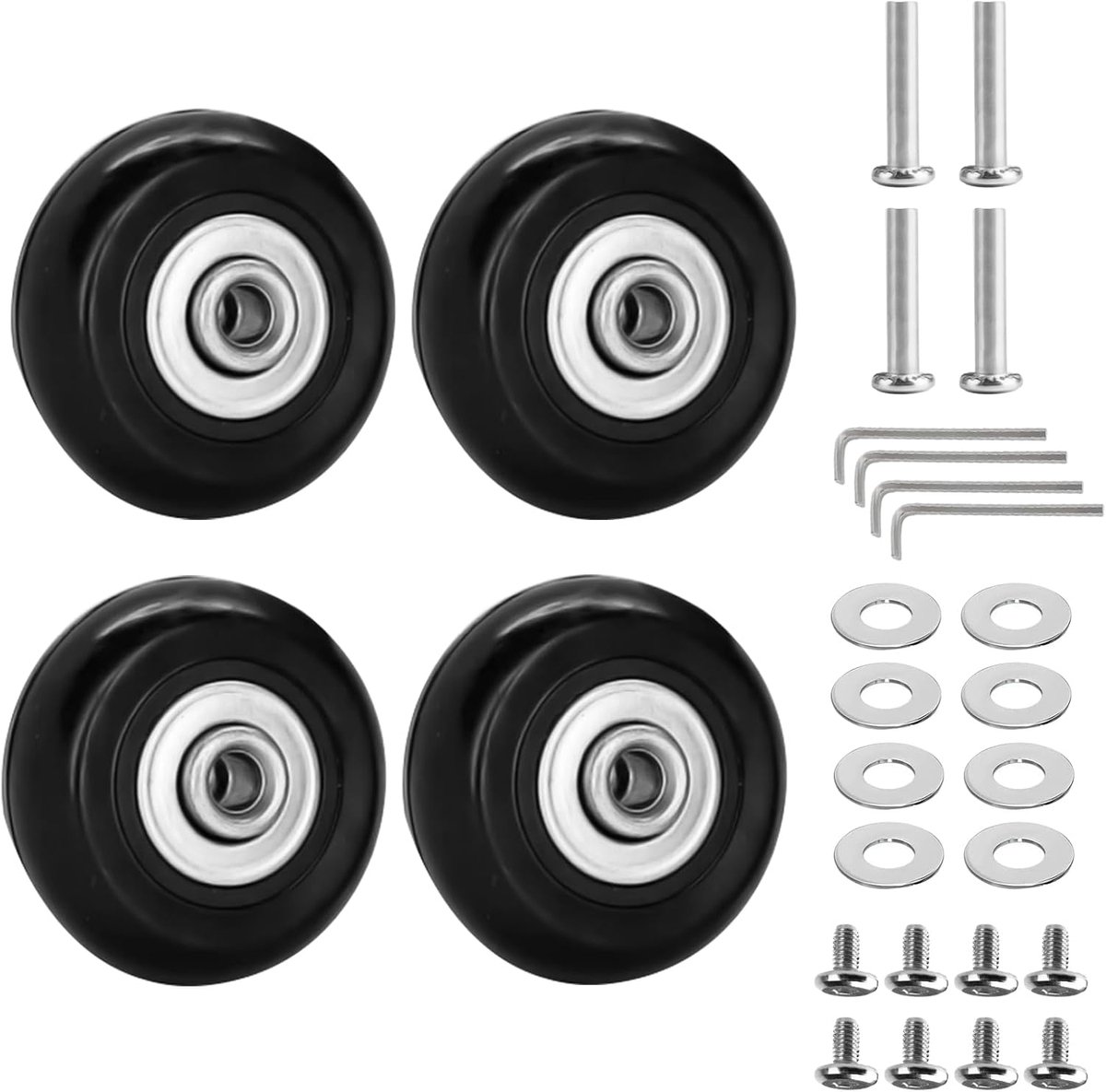 SnelShoppen - Set van 4 Vervangwielen voor Koffers - 50 mm x 18 mm Rubber Wielen voor Bagage, Trolleys, Duurzaam en Slijtbestendig, Eenvoudige Install