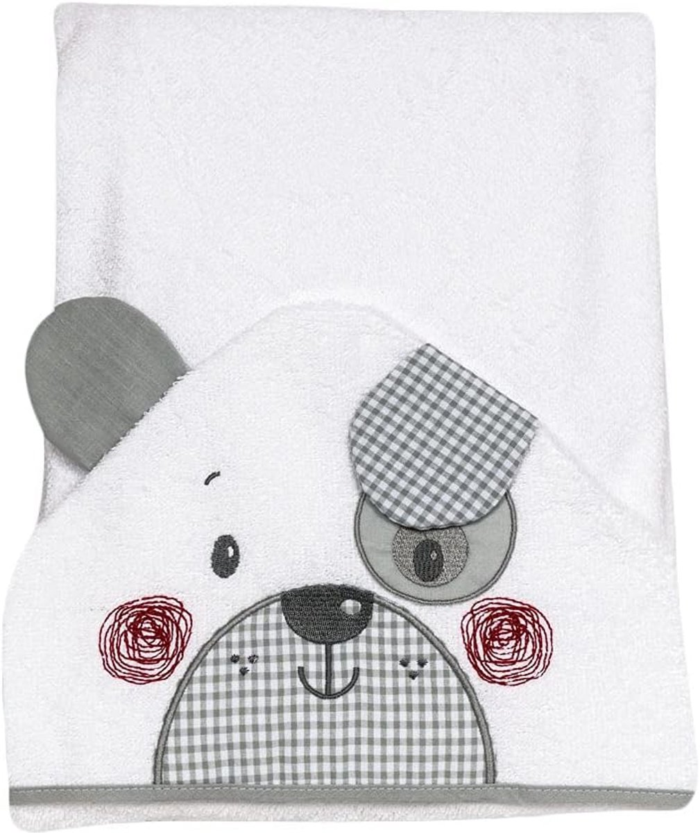 SnelShoppen - Baby Handdoek, Grijs, 100% Pluche Katoen, Extra Zacht, Absorberend, Unieke Patroon, Ideaal na Bad of Douche, Voor Kinderen