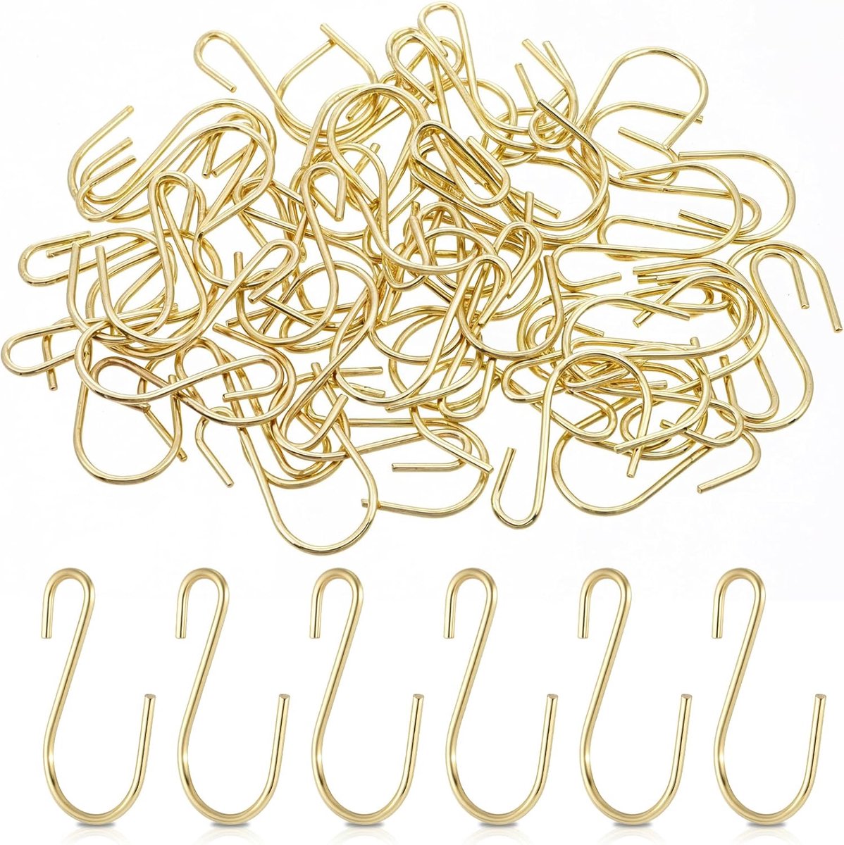 SnelShoppen - 60 Stuks Mini S-haken 1 Inch - Roestvrij Stalen S-vormige Haken voor Ambachten, Sieraden, Hangende Planten - Goudkleurige Decoratiehaken