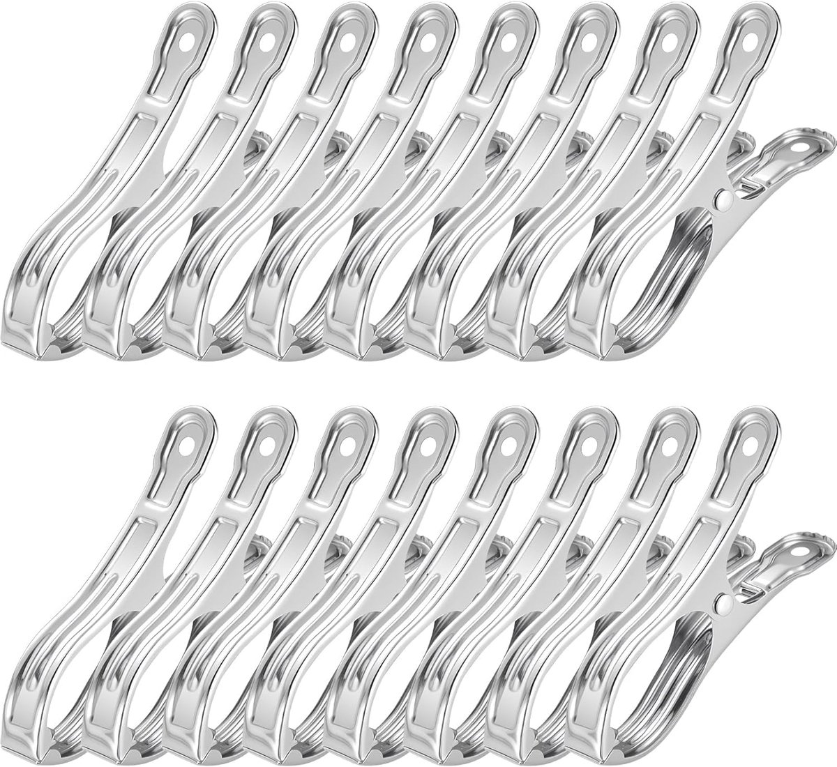 SnelShoppen - 16 Stuks 9cm RVS Strandhanddoek Klemmen, Grote Klemmen voor Strandhanddoeken, Badhanddoeken, Strandstoelen en Tapijten - Duurzaam en Roe