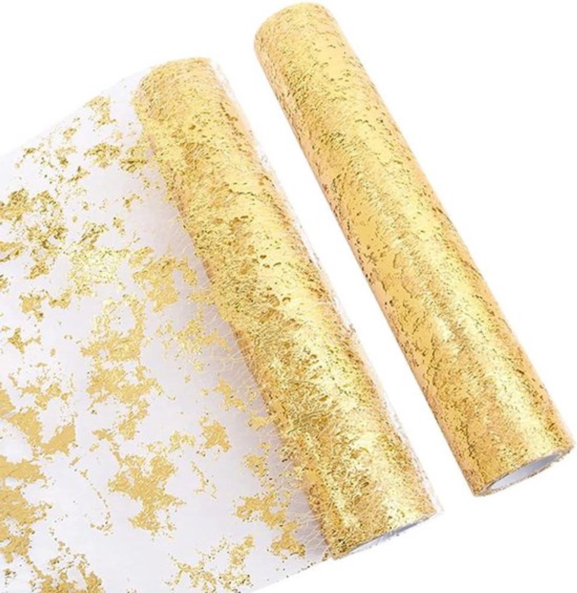 Tafelloper 28 cm x 15 m Glanzend Goud Tuleband Polyester - Feest Bruiloft Kerstmis