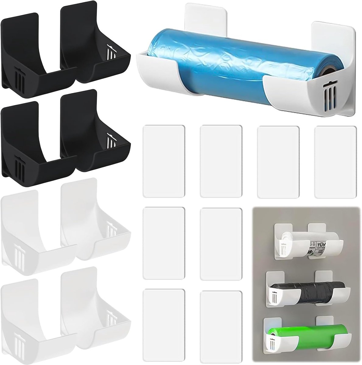 SnelShoppen - 8 Stuks Aluminium Foliehouders Keuken Organizer - Zelfklevende Wandbevestigi