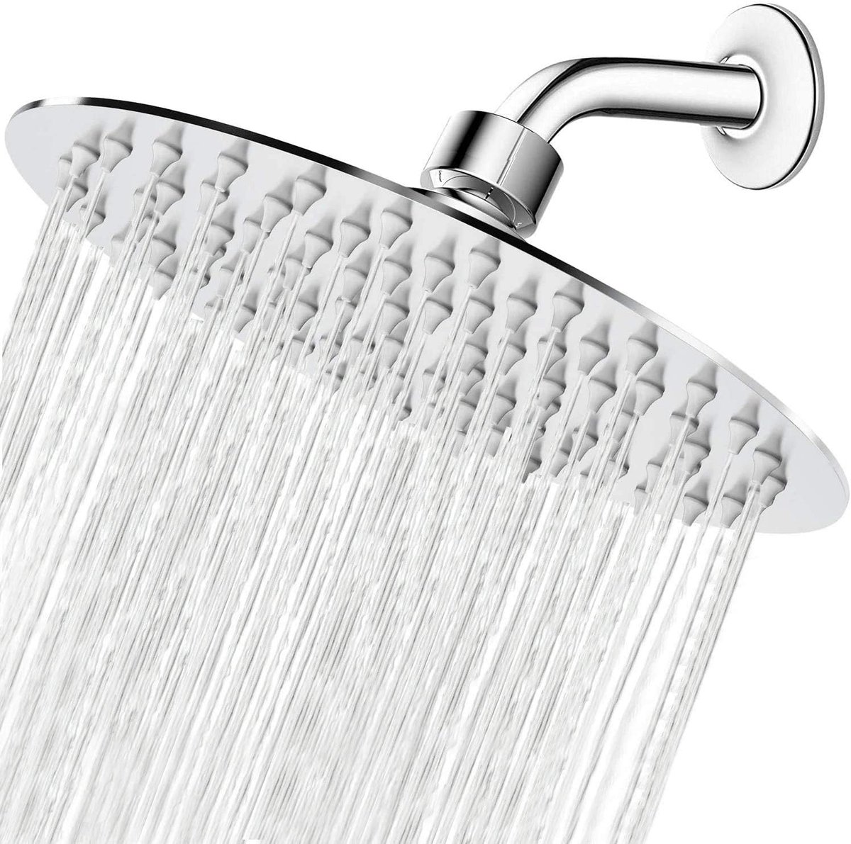 SnelShoppen - Rain Shower Head 10 Inch - 304 RVS Verstelbare Douchekop met Anti-Limescale Nozzles - Waterbesparende Ronde Inbouwdouchekop - Gepolijste