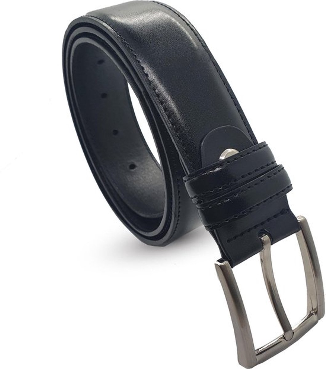 Safekeepers Heren Riem – Broekriem Leer - Gestikt - 135 taille - 150 totale lengte - Zwart