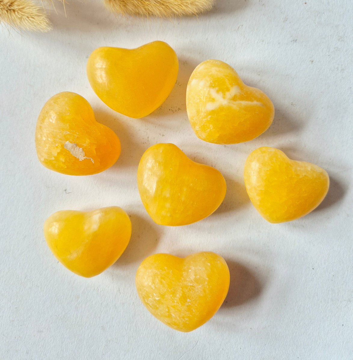 Edelsteen Bol Hartje Zaksteen 3-4cm – Gele Calciet