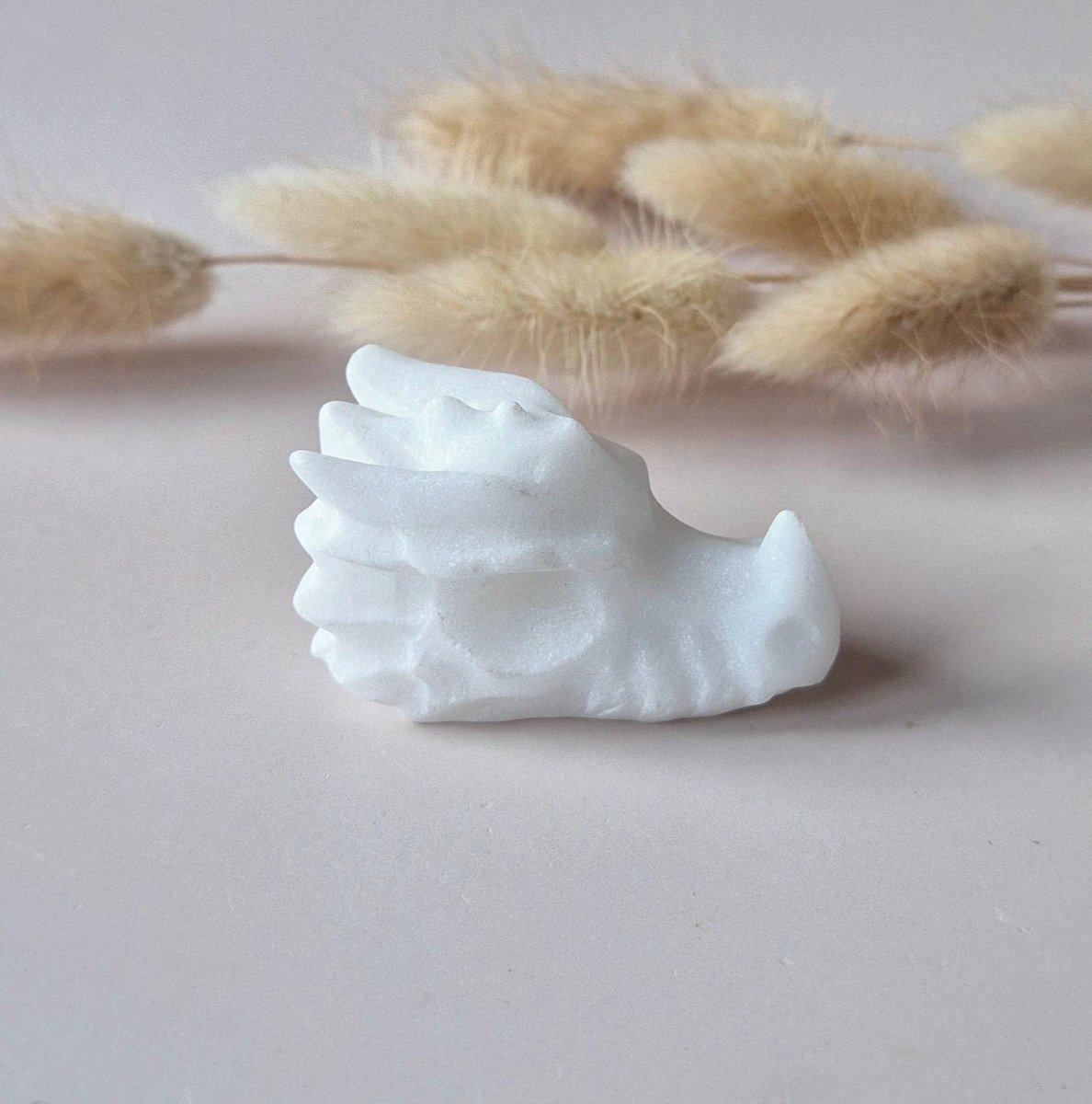 Edelsteen Drakenschedel van Witte Jade – 5 cm - Dragon Skull carving