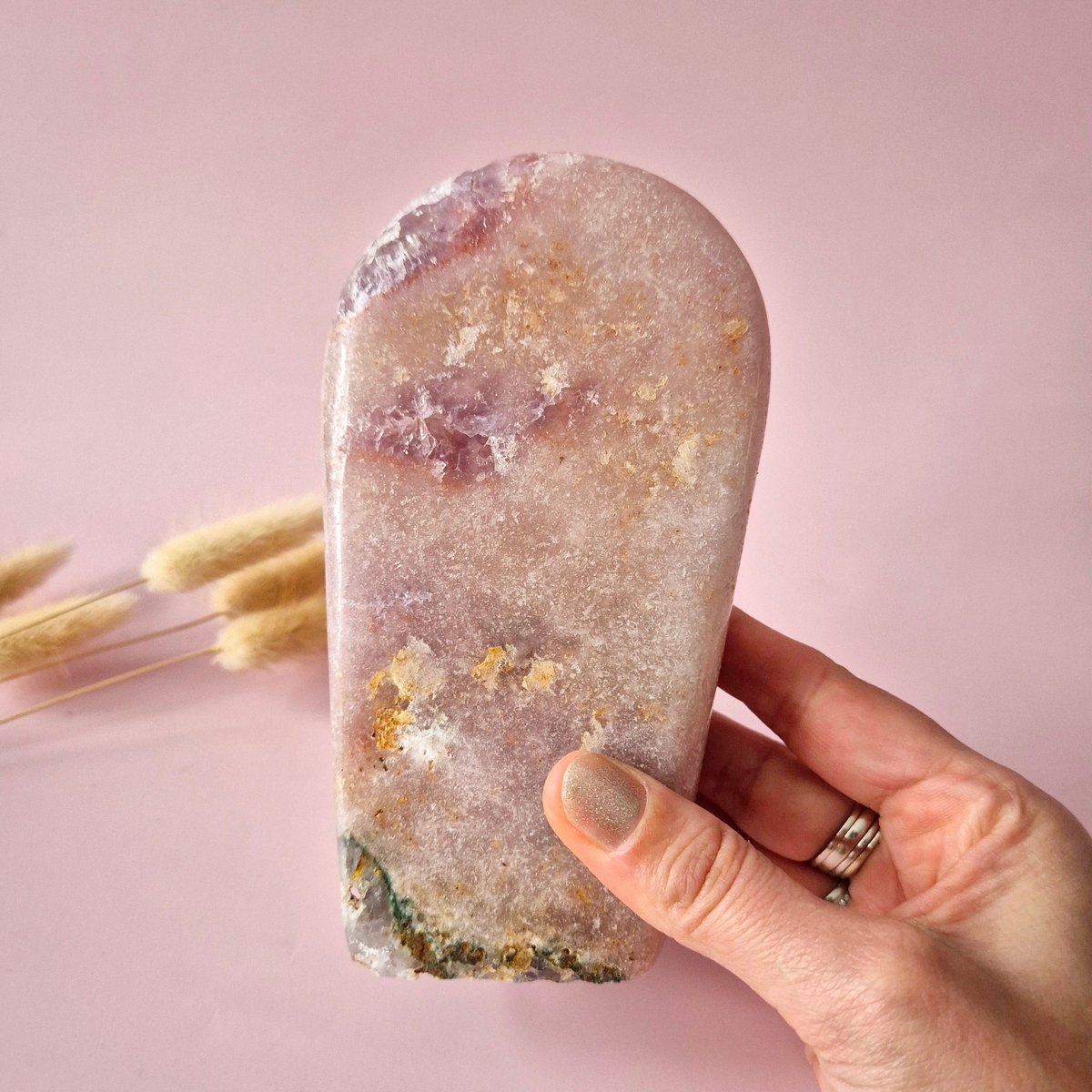 XL Edelsteen Druzy Pink Amethist Geode Freeform van 652 gram Statement Piece