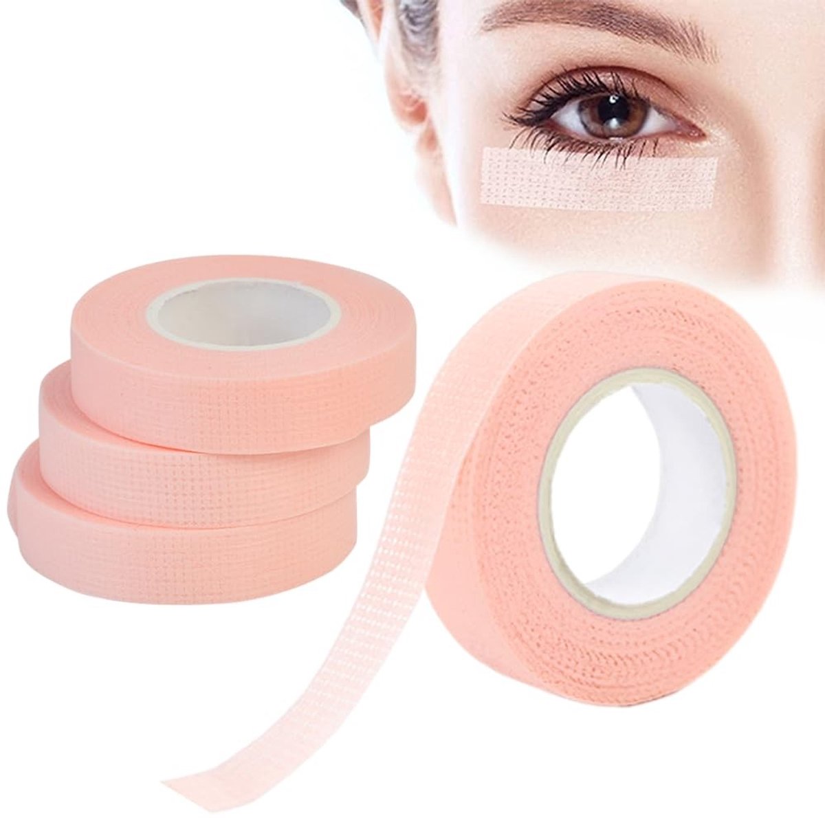 Ademend Microporeus Wimperverlenging Tape - 4 Rollen Wimper Isolatietape voor Make-up en Oogwimpers, 9M/Roze