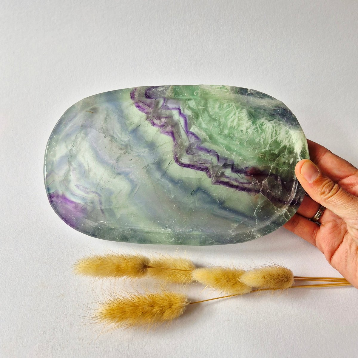 Rainbow Fluoriet Schaaltje XL – Natuurlijke Edelsteen Trinket Dish