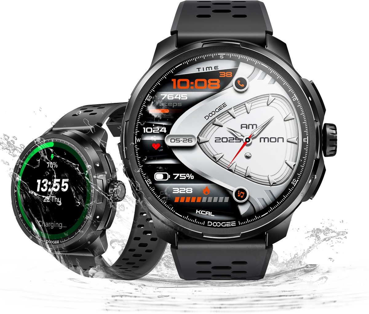 Anymoving M1-Sporthorloge met GPS Tracker-Smartwatch Heren - 1.5" AMOLED - Dual band GPS - AI Functie - 170+ Sportmodi - Bluetooth Belfunctie - 5ATM Waterdicht - Hartslagmeter - Geschikt voor Android en iPhone - Zwart