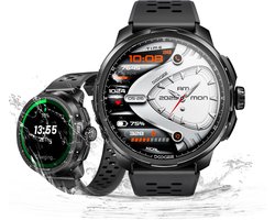 Anymoving M1-Sporthorloge met GPS Tracker-Smartwatch Heren - 1.5" AMOLED - Dual band GPS - AI Functie - 170+ Sportmodi - Bluetooth Belfunctie - 5ATM Waterdicht - Hartslagmeter - Geschikt voor Android en iPhone - Zwart