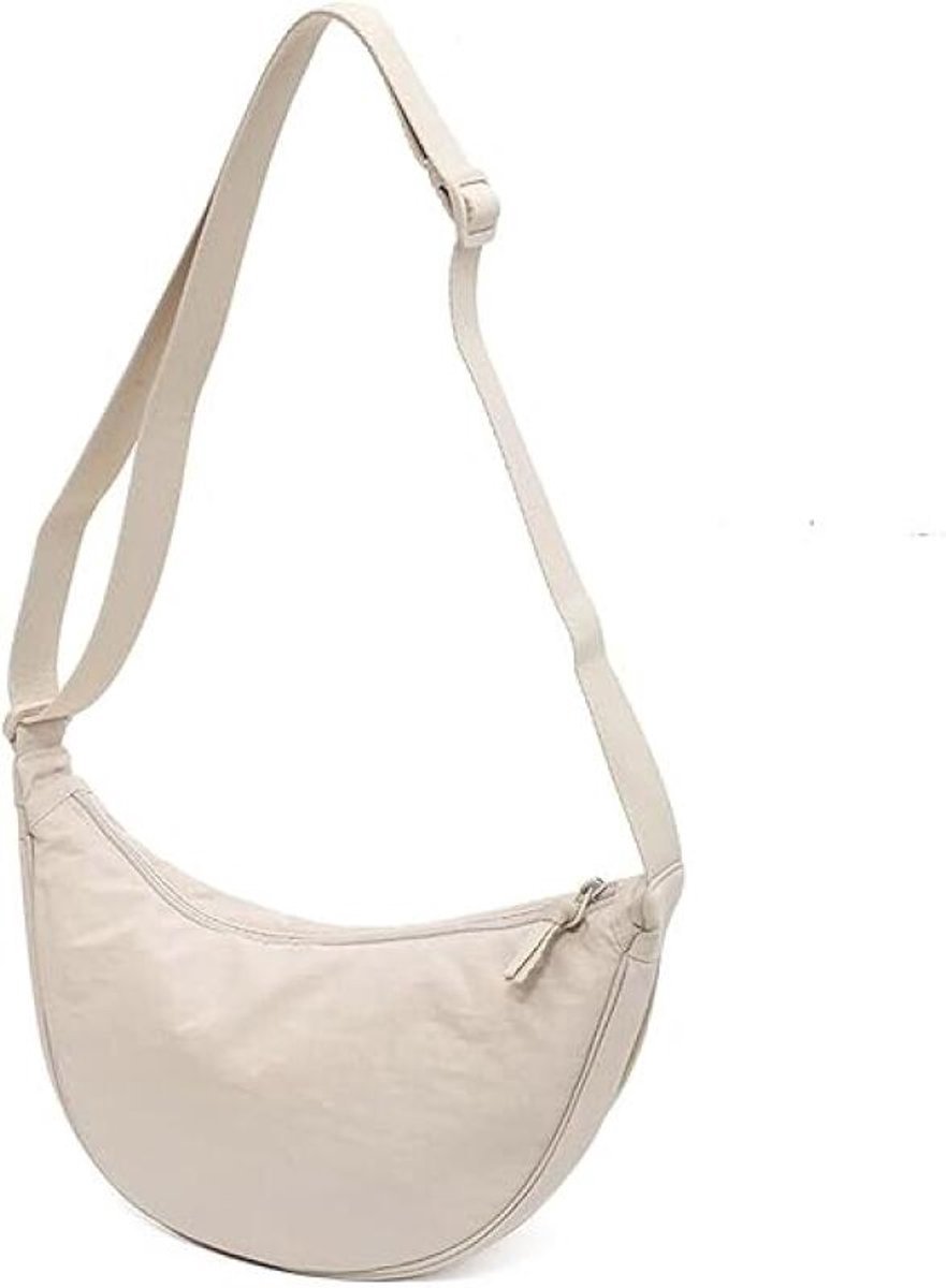 Dames Halve Maan Nylon Crossbody Tas – Verstelbare Band, Lichtgewicht Hobo Schoudertas – Casual Zachte Halve Maan Crossbody Tas, Geschikt voor Dagelijks Winkelen en Reizen