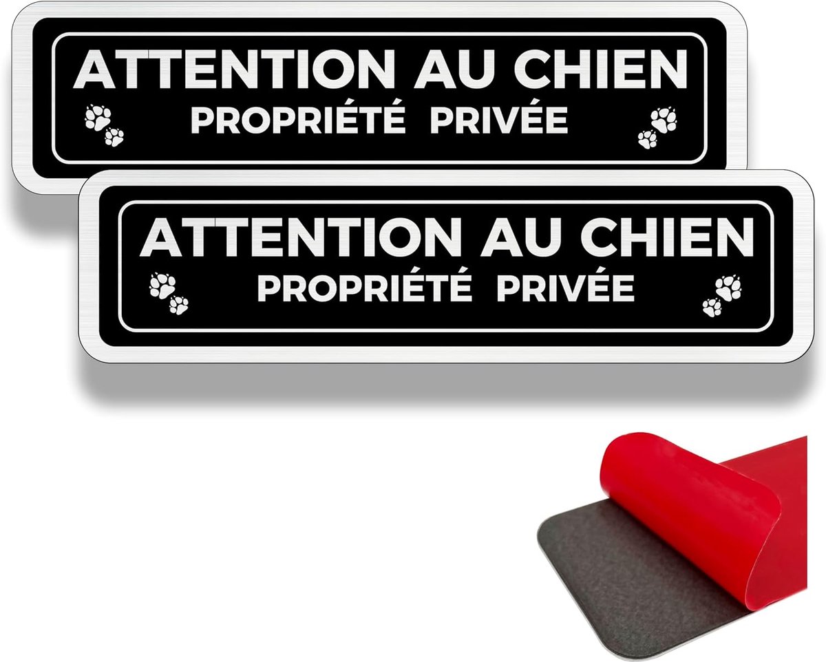 SnelShoppen - Waarschuwingsbord privéterrein, 2 panelen, 19 × 5 cm, binnen/buiten, aluminium signaal, videobewaking, hond sticker