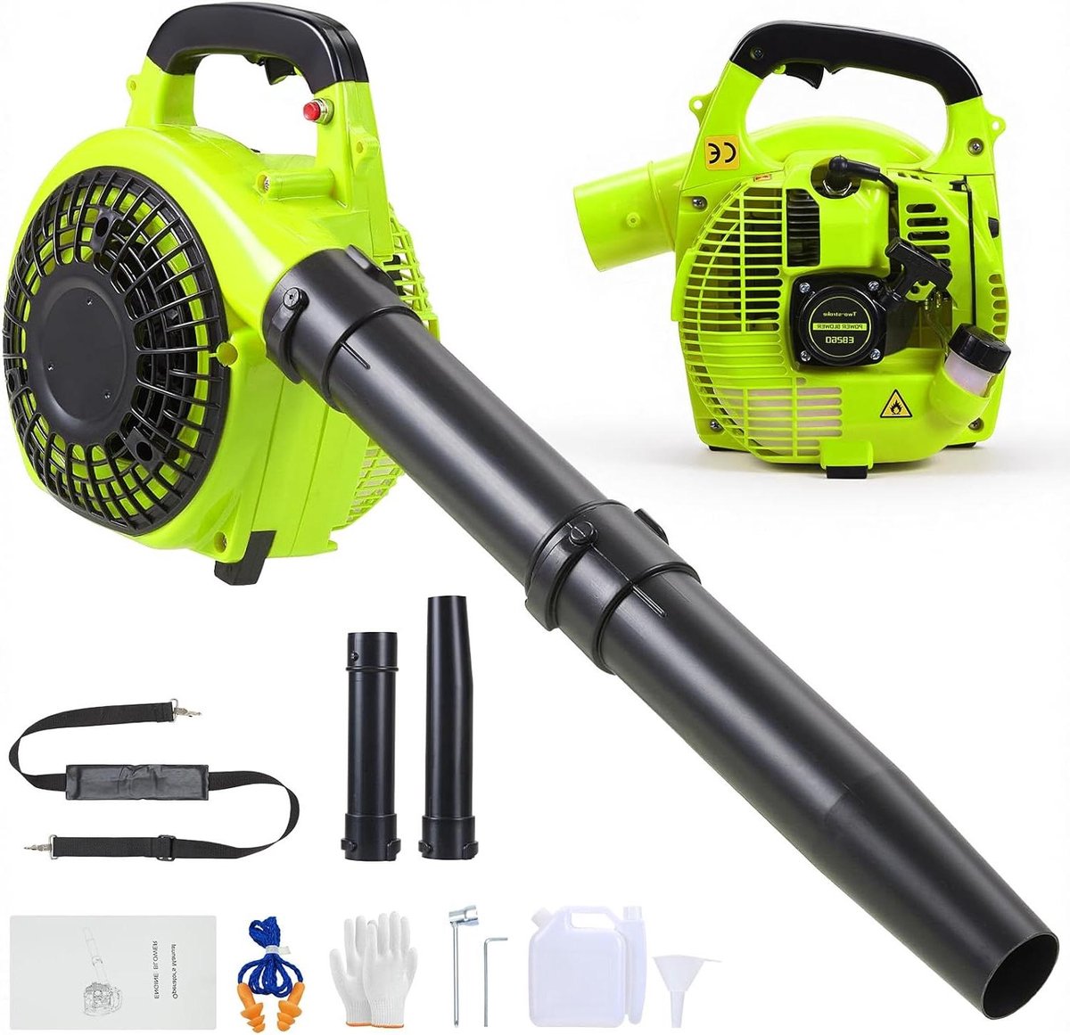 Benzine Bladblazer - Tuinblazer Draadloos - Tuinonderhoud Uitvoeren - Krachtige 26cc Motor - 75 m/s Windsnelheid - Groen