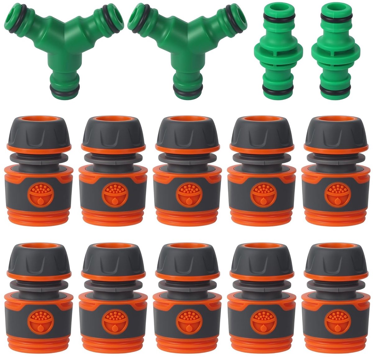 SnelShoppen - Tuinslang Connector Set 10 Stuks met 2 Y Splitters en 2 Dubbele Stekkers voor Tuin, Tuinslangen, Waterpijp Verbindingen, Waterafvoer