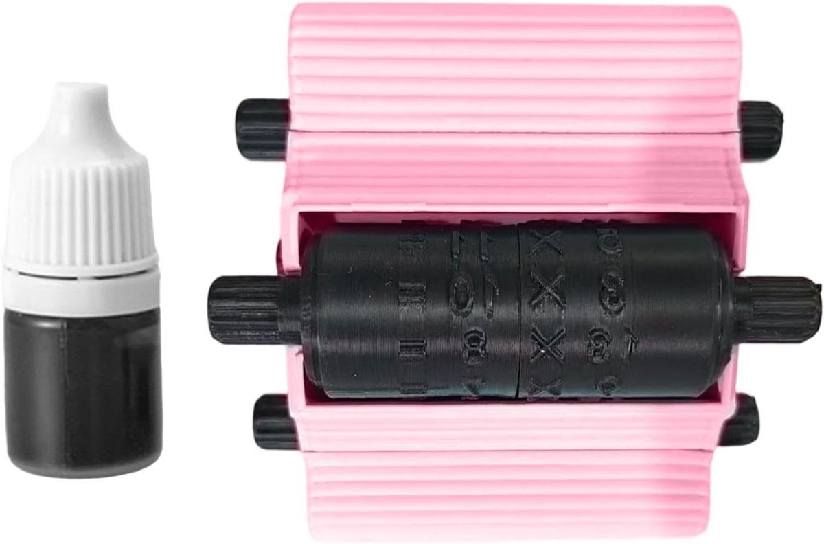Wiskunde Stempelroller - Reken Oefen Tool - Wiskunde Leren - 4-in-1 Functionaliteit - 9 x 9 x 9 cm - Roze